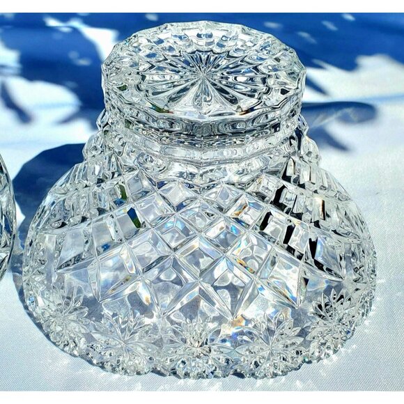 Crystal Clear Brussels Lidded Candy Dish 7.25" vanity trinket Bowl - Picture 3 of 8